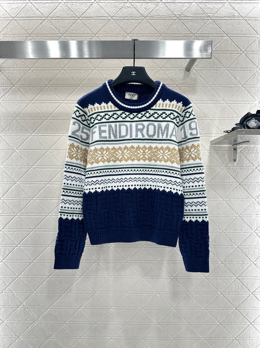 25 Hook flower round neck pullover sweater