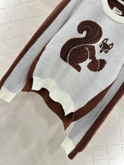 25 Squirrel jacquard knitted pullover sweater