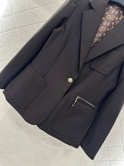 25 lapel zipper pocket blazer