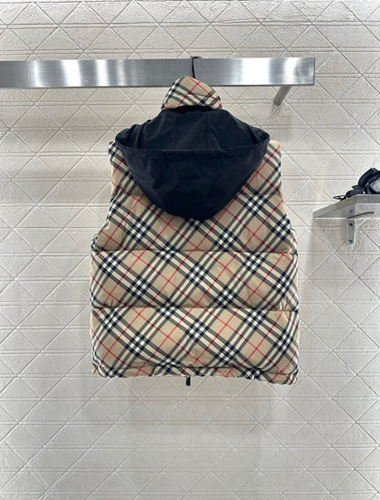 25 Classic Check Hooded Down Vest