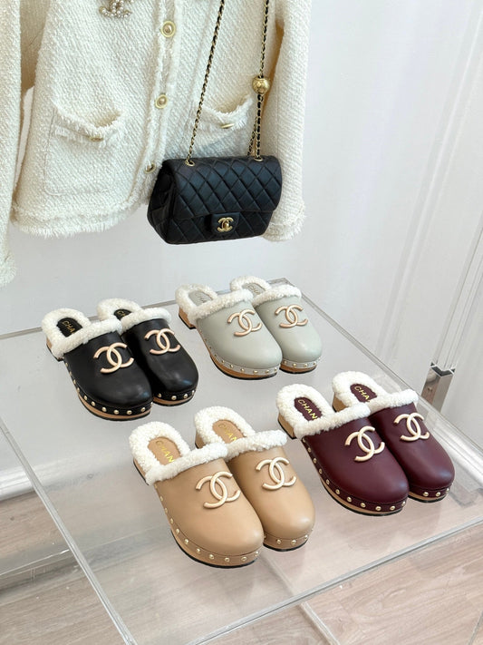 25 New Solid Wood Sole Thick-Sole Half Slippers