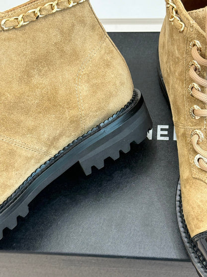 25 New product chain thick heel short boots