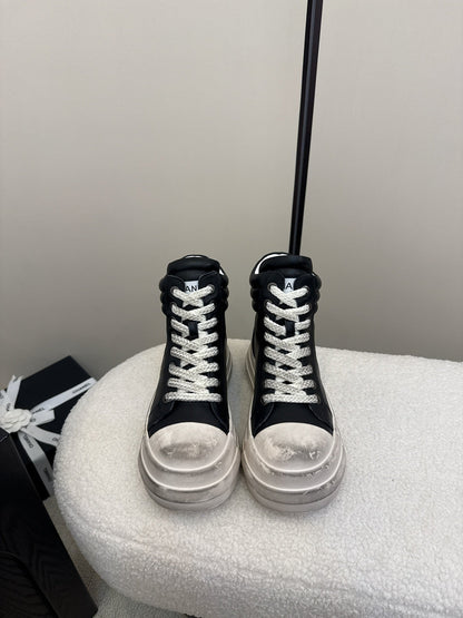 25 Make old thick soled mid top casual shoes（WHITE/NAVY/BLACK）