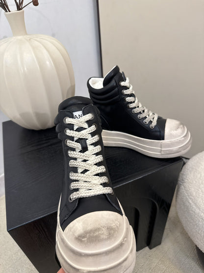 25 Make old thick soled mid top casual shoes（WHITE/NAVY/BLACK）