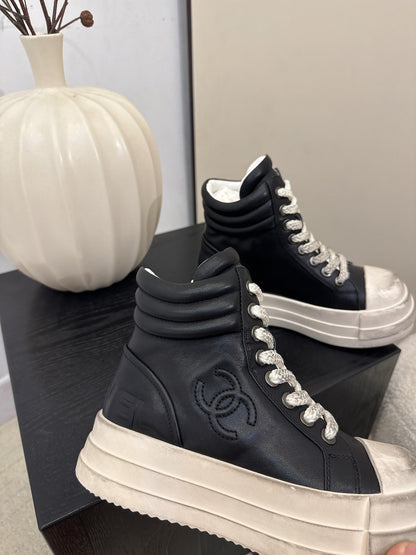 25 Make old thick soled mid top casual shoes（WHITE/NAVY/BLACK）