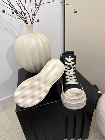 25 Make old thick soled mid top casual shoes（WHITE/NAVY/BLACK）