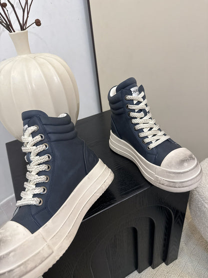 25 Make old thick soled mid top casual shoes（WHITE/NAVY/BLACK）