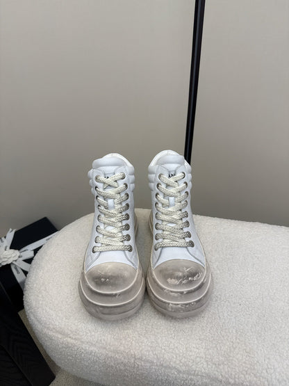 25 Make old thick soled mid top casual shoes（WHITE/NAVY/BLACK）