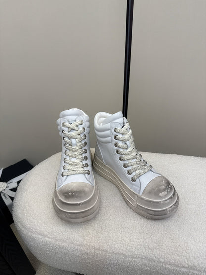 25 Make old thick soled mid top casual shoes（WHITE/NAVY/BLACK）