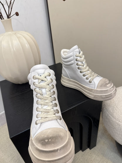 25 Make old thick soled mid top casual shoes（WHITE/NAVY/BLACK）