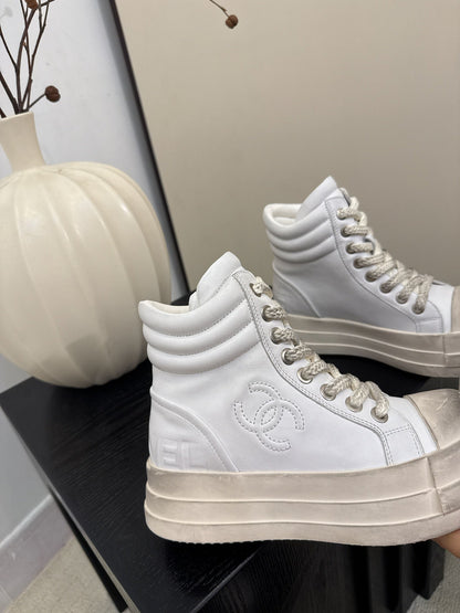 25 Make old thick soled mid top casual shoes（WHITE/NAVY/BLACK）