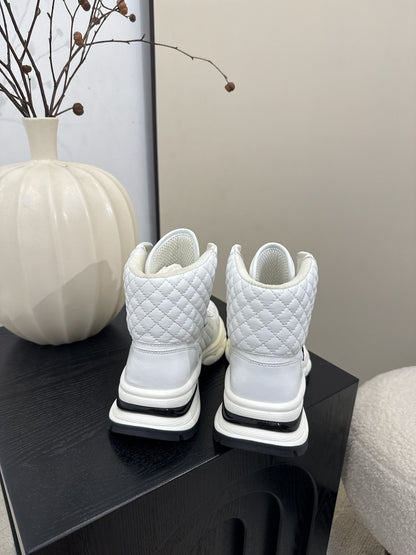 25 High top leather casual shoes（WHITE/BLACK）