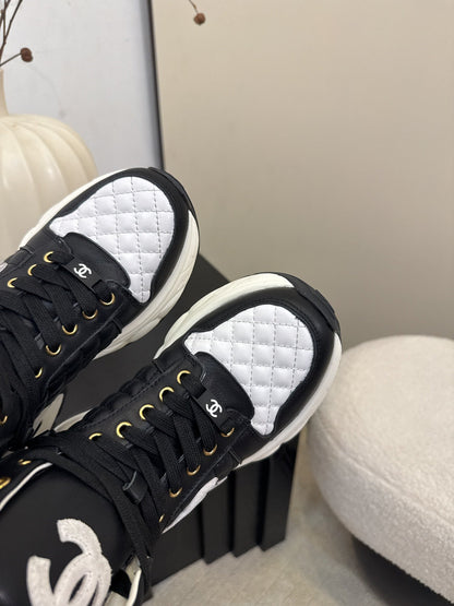 25 High top leather casual shoes（WHITE/BLACK）