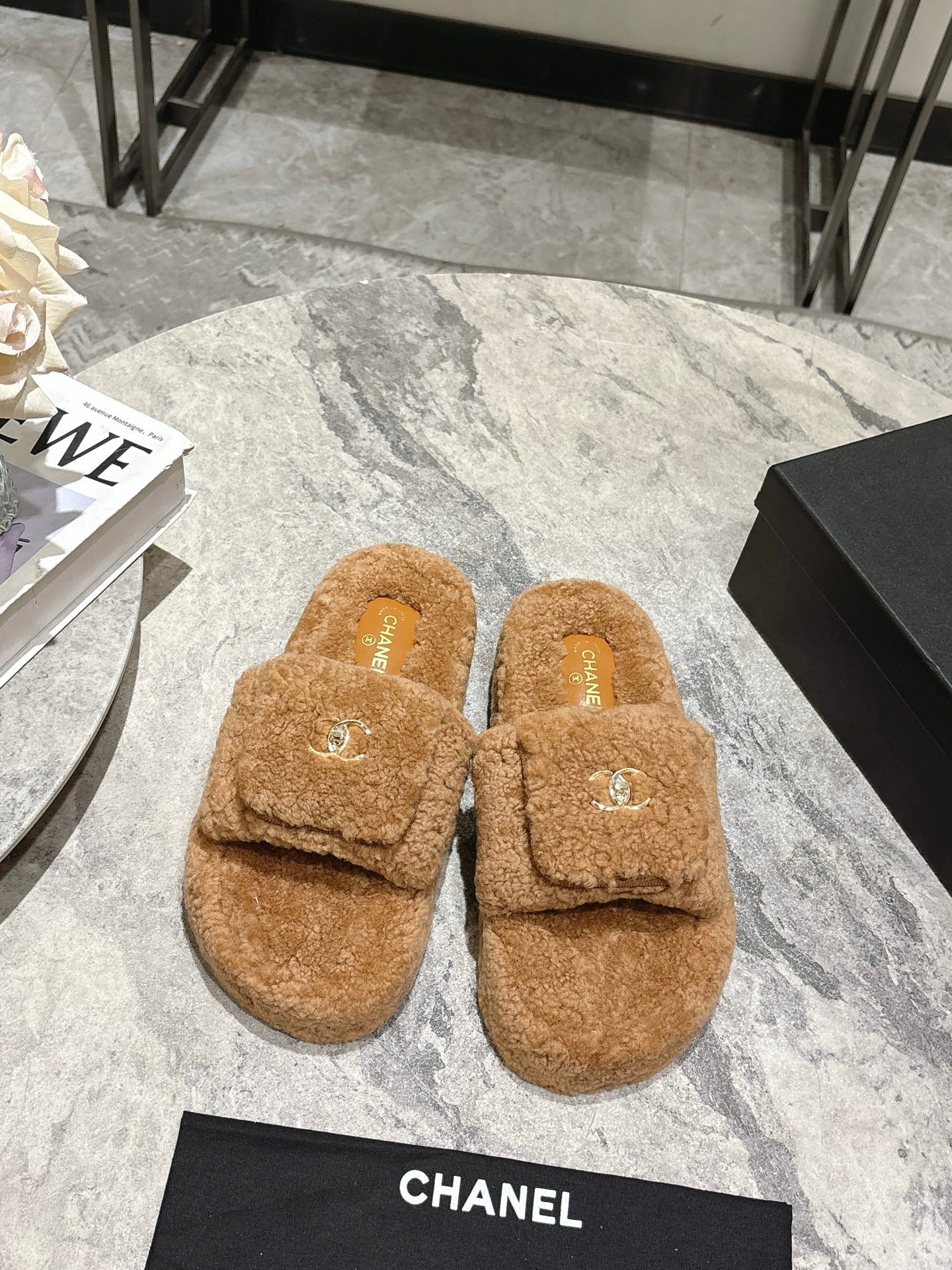 25fw new pocket woolen slippers