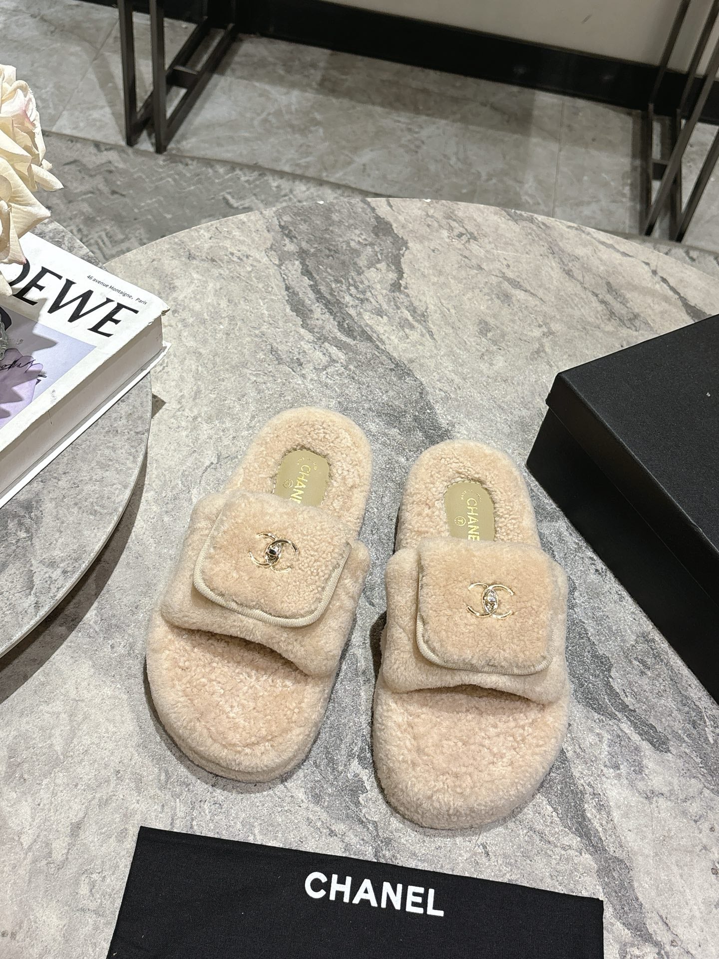25fw new pocket woolen slippers