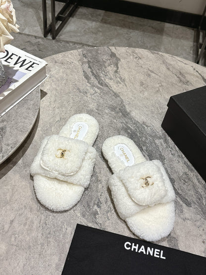 25fw new pocket woolen slippers
