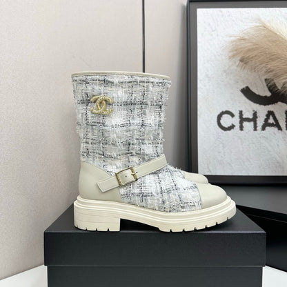 25 Cowhide and cloth lined mid calf boots