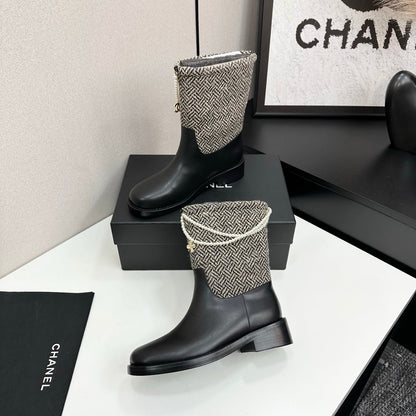 25 Pearl necklace decoration, thick soled short boots（GRAY/BLACK）