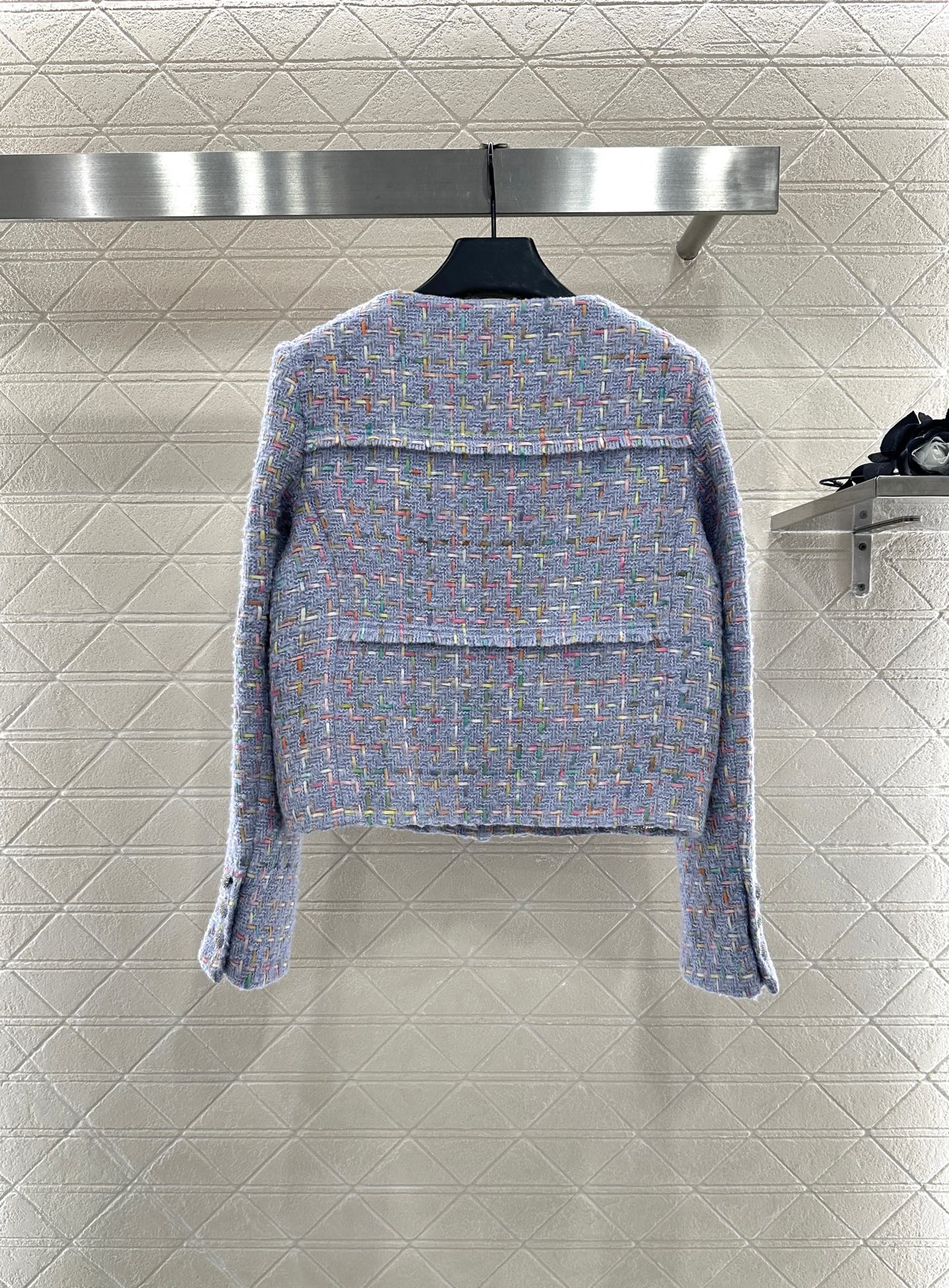 25 Round neck woven wool short jacket+half skirt set