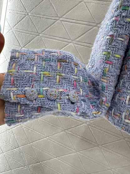 25 Round neck woven wool short jacket+half skirt set