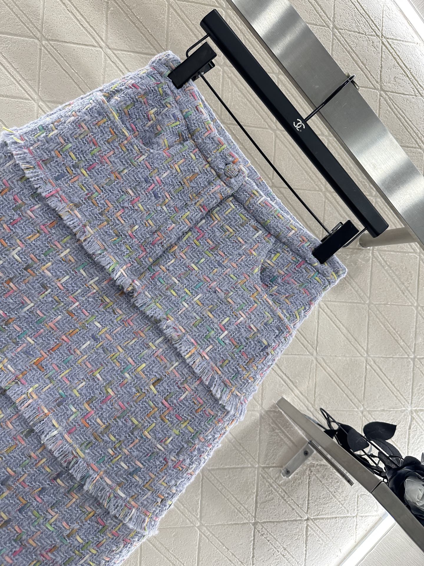 25 Round neck woven wool jacket+half skirt set