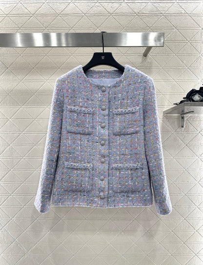 25 Round neck woven wool jacket+half skirt set