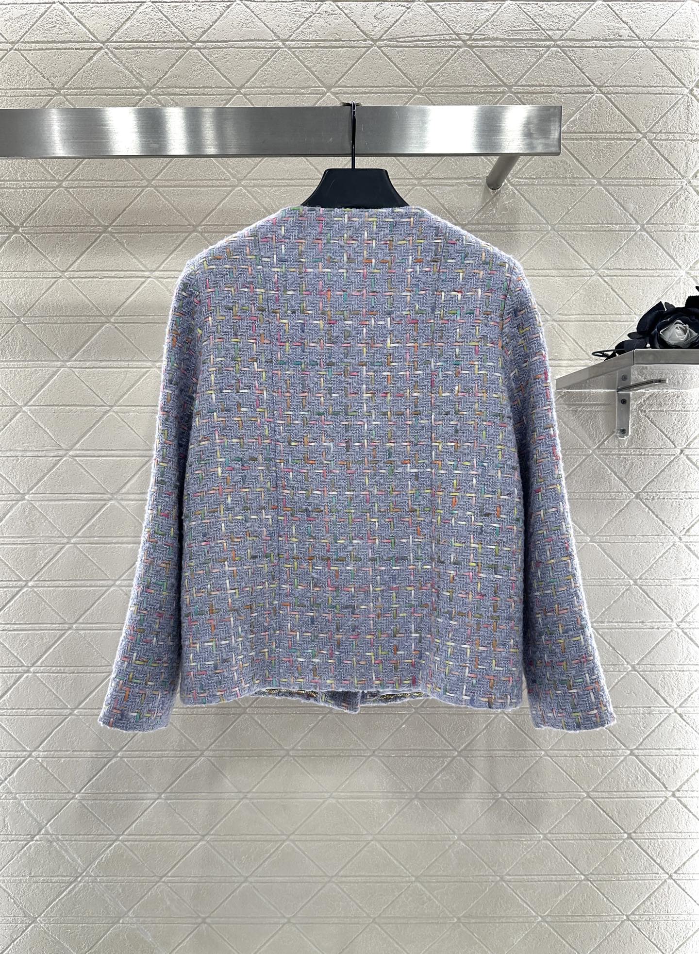 25 Round neck woven wool jacket+half skirt set