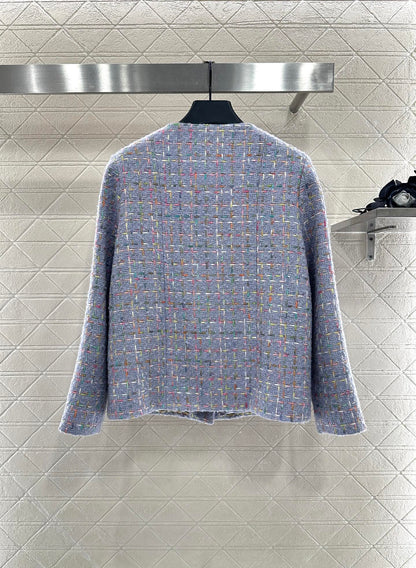 25 Round neck woven wool jacket+half skirt set