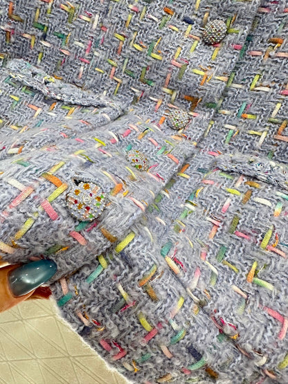 25 Round neck woven wool jacket+half skirt set