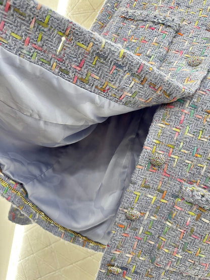 25 Round neck woven wool jacket+half skirt set