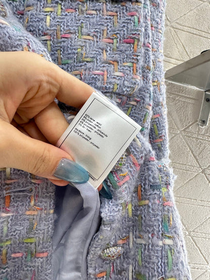 25 Round neck woven wool jacket+half skirt set