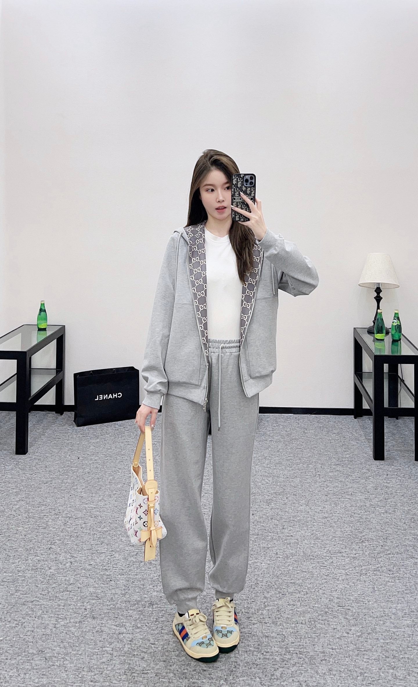 25 Double sided hooded jacket+long pants pure cotton set