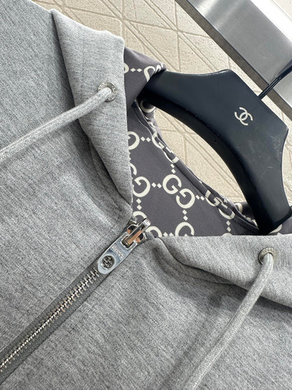 25 Double sided hooded jacket+long pants pure cotton set