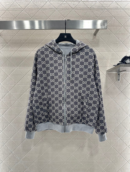 25 Double sided hooded jacket+long pants pure cotton set