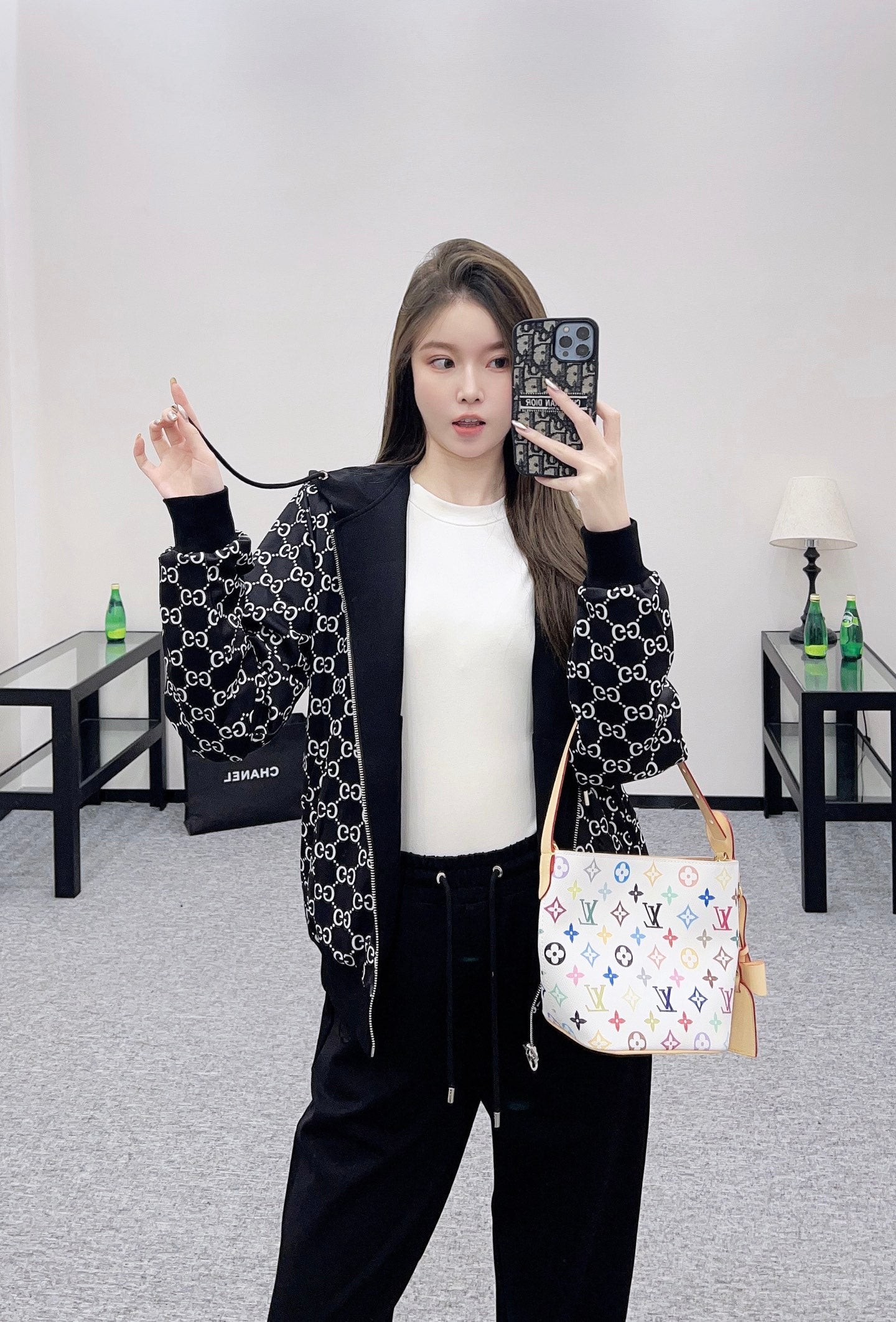 25 Double sided hooded jacket+long pants pure cotton set