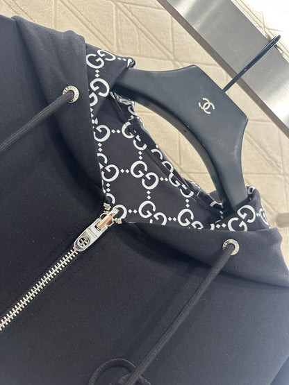 25 Double sided hooded jacket+long pants pure cotton set