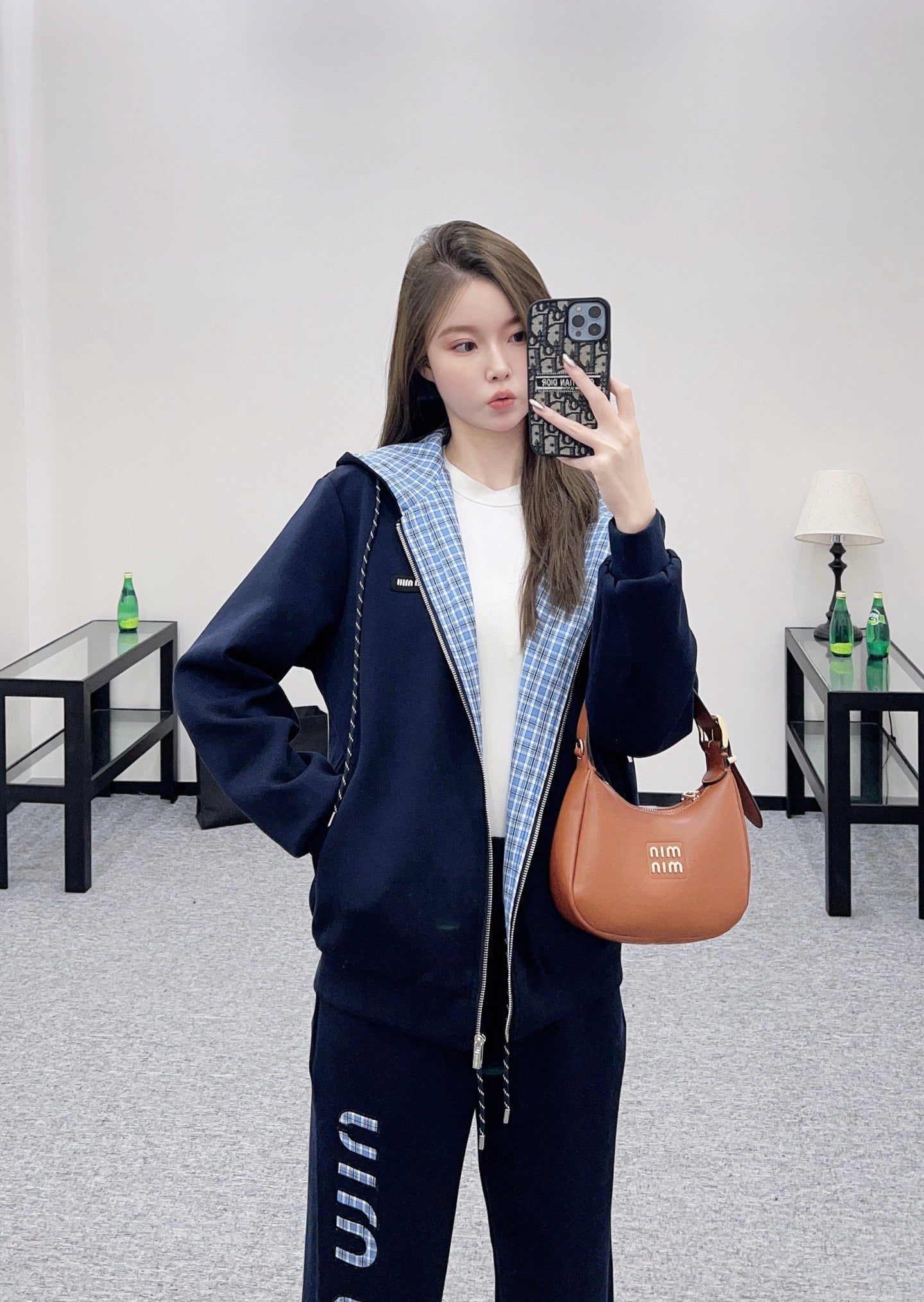 25 Double sided hooded jacket+long pants pure cotton set