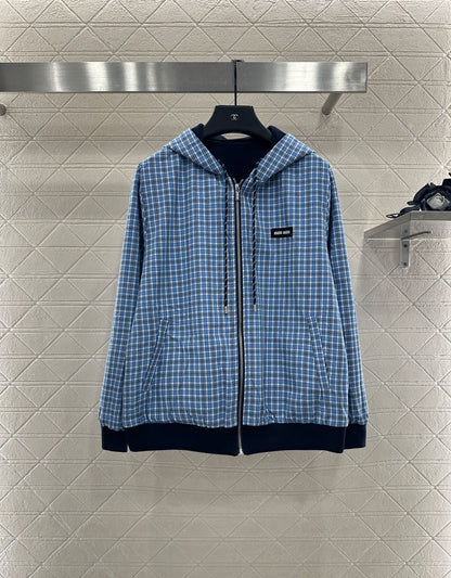 25 Double sided hooded jacket+long pants pure cotton set