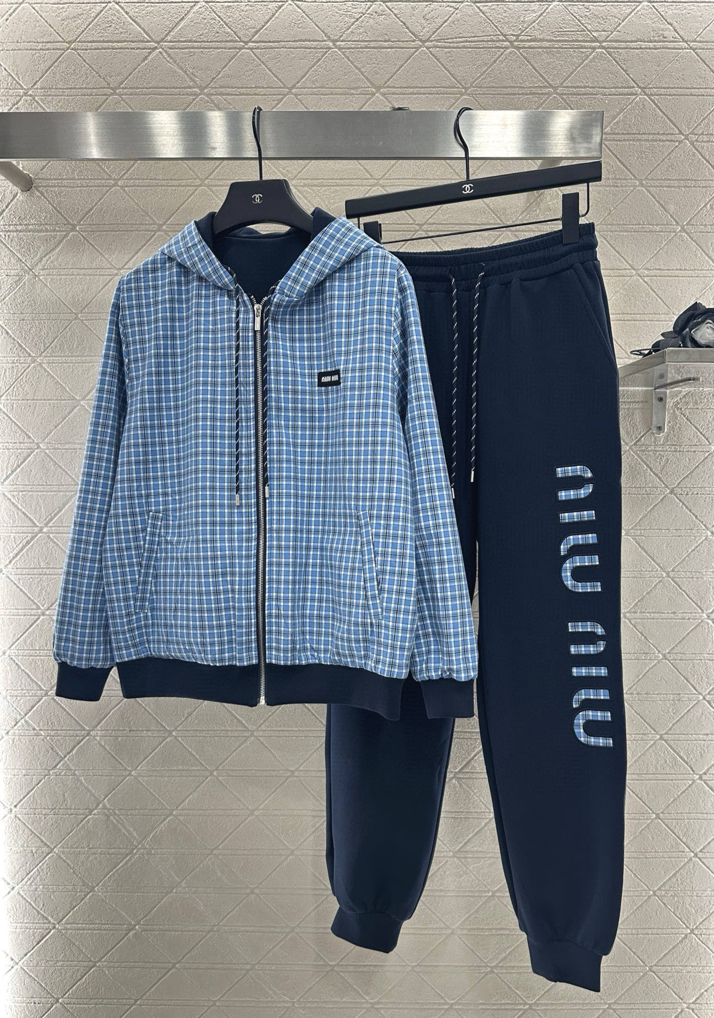 25 Double sided hooded jacket+long pants pure cotton set