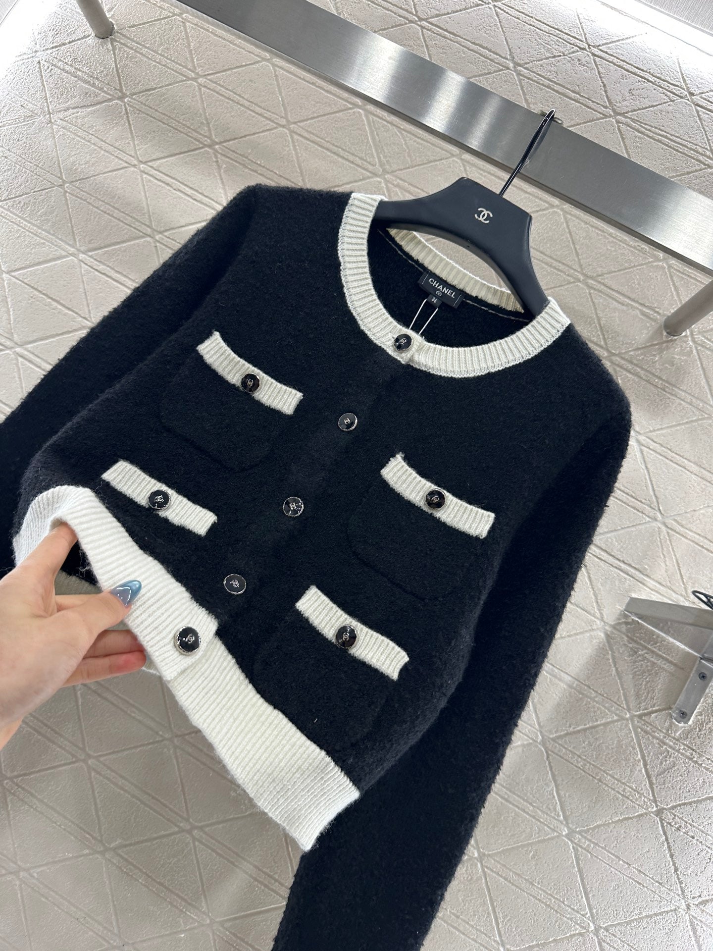 25fw Color blocking pocket cardigan