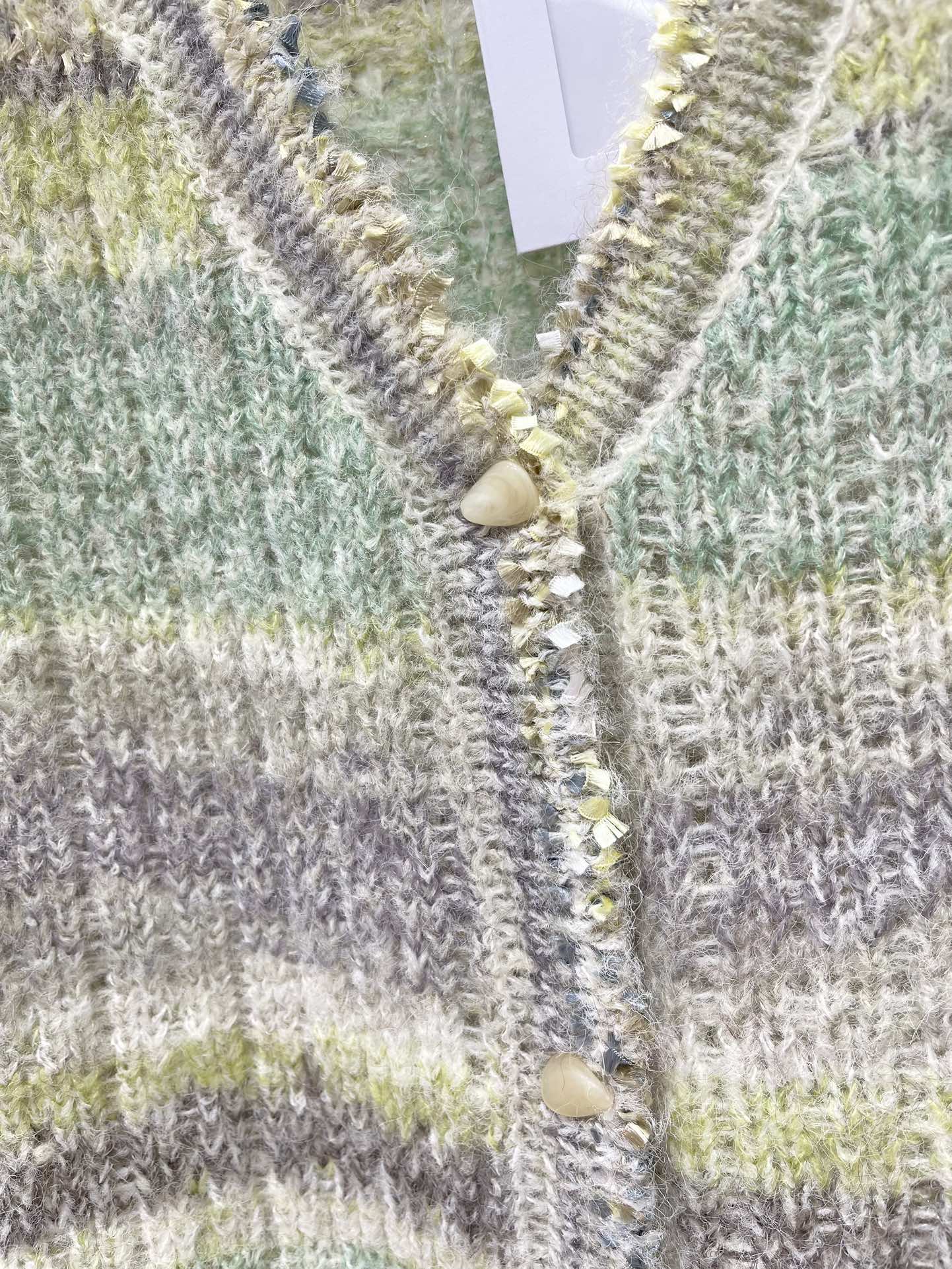 25 Gradient stripe patchwork mohair knitted cardigan