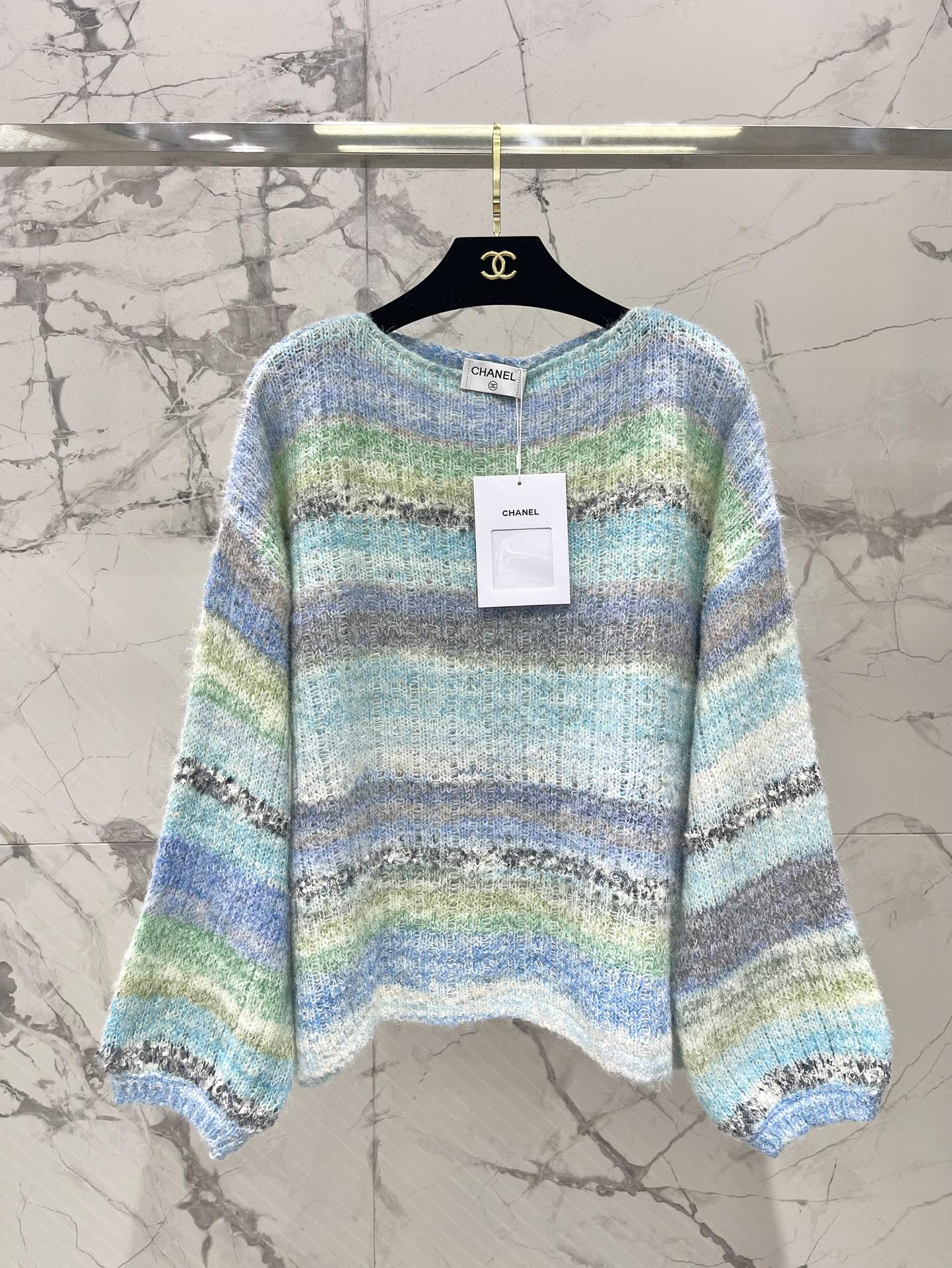 25 Gradient-panel mohair loose sweater