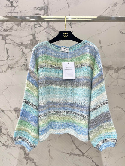 25 Gradient-panel mohair loose sweater