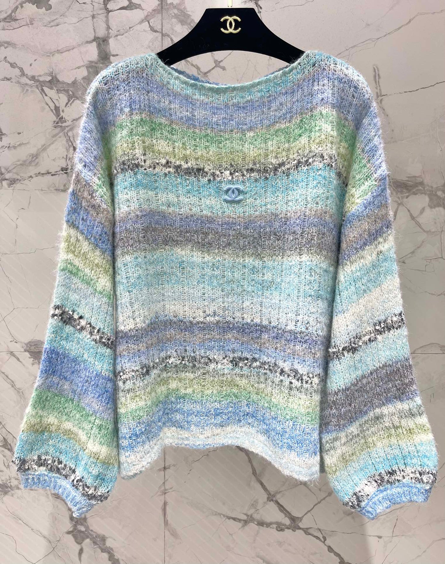 25 Gradient-panel mohair loose sweater