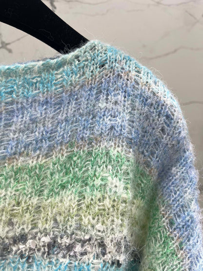 25 Gradient-panel mohair loose sweater