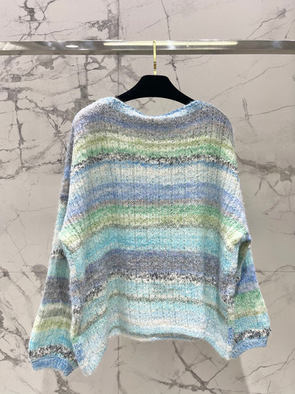 25 Gradient-panel mohair loose sweater