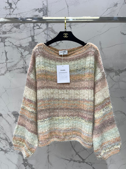 25 Gradient-panel mohair loose sweater