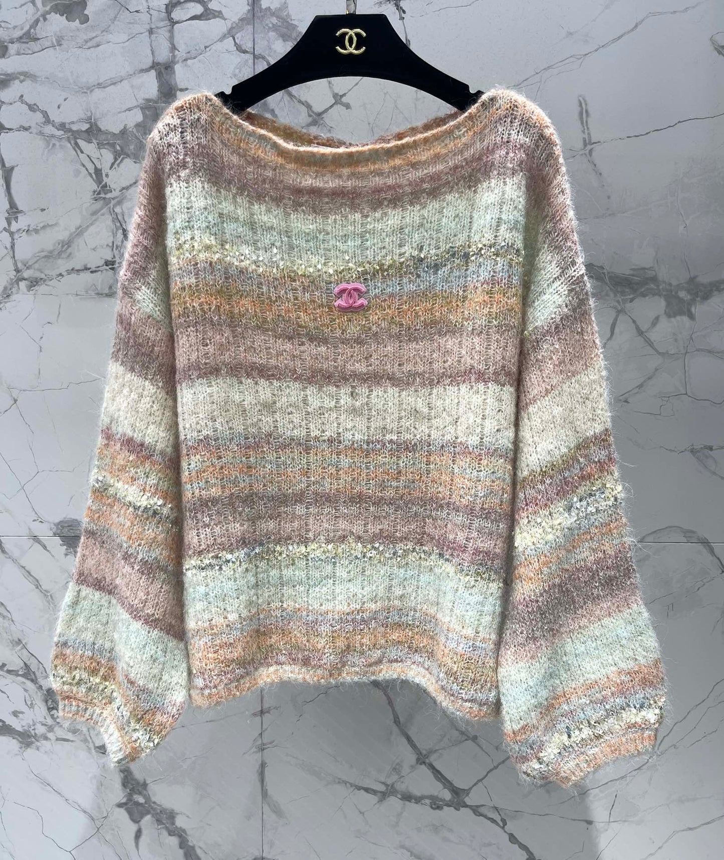 25 Gradient-panel mohair loose sweater