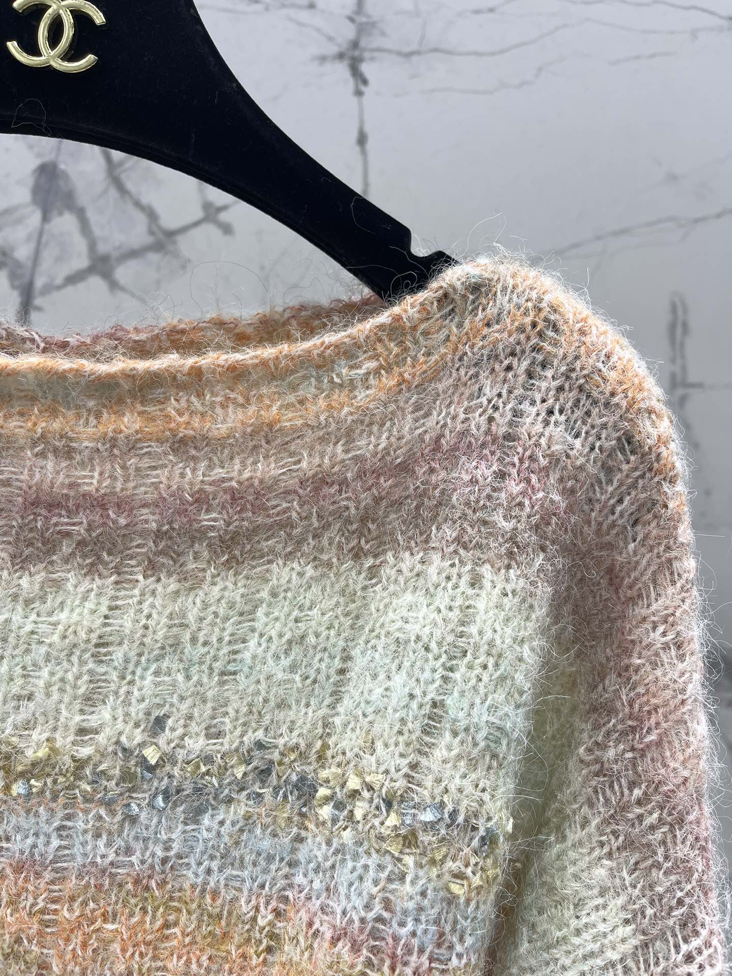 25 Gradient-panel mohair loose sweater