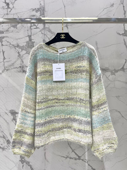 25 Gradient-panel mohair loose sweater